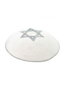 כיפה סרוגה מגן דוד כסף | כיפה סרוגה